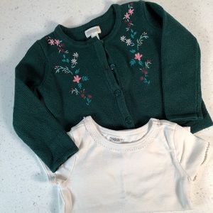 Girls Gymboree cardigan & shirt, 12 months